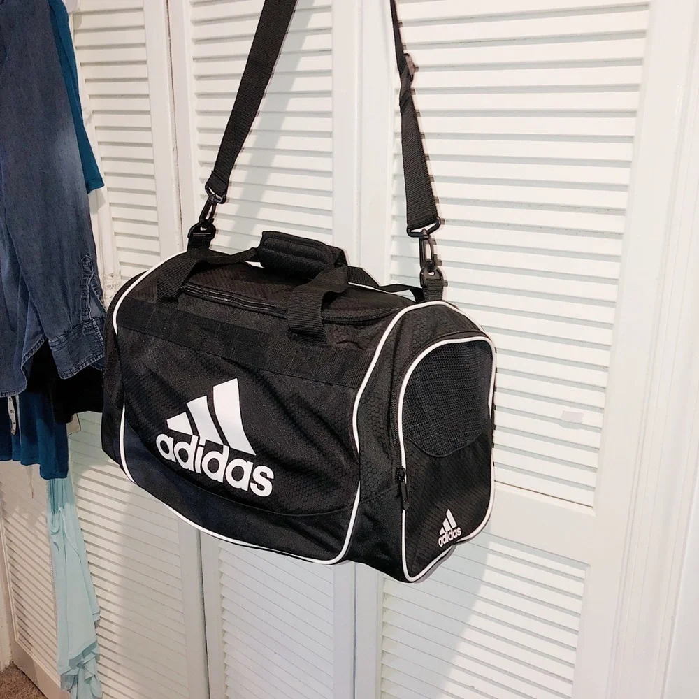 NWOT Adidas duffel bag black and white